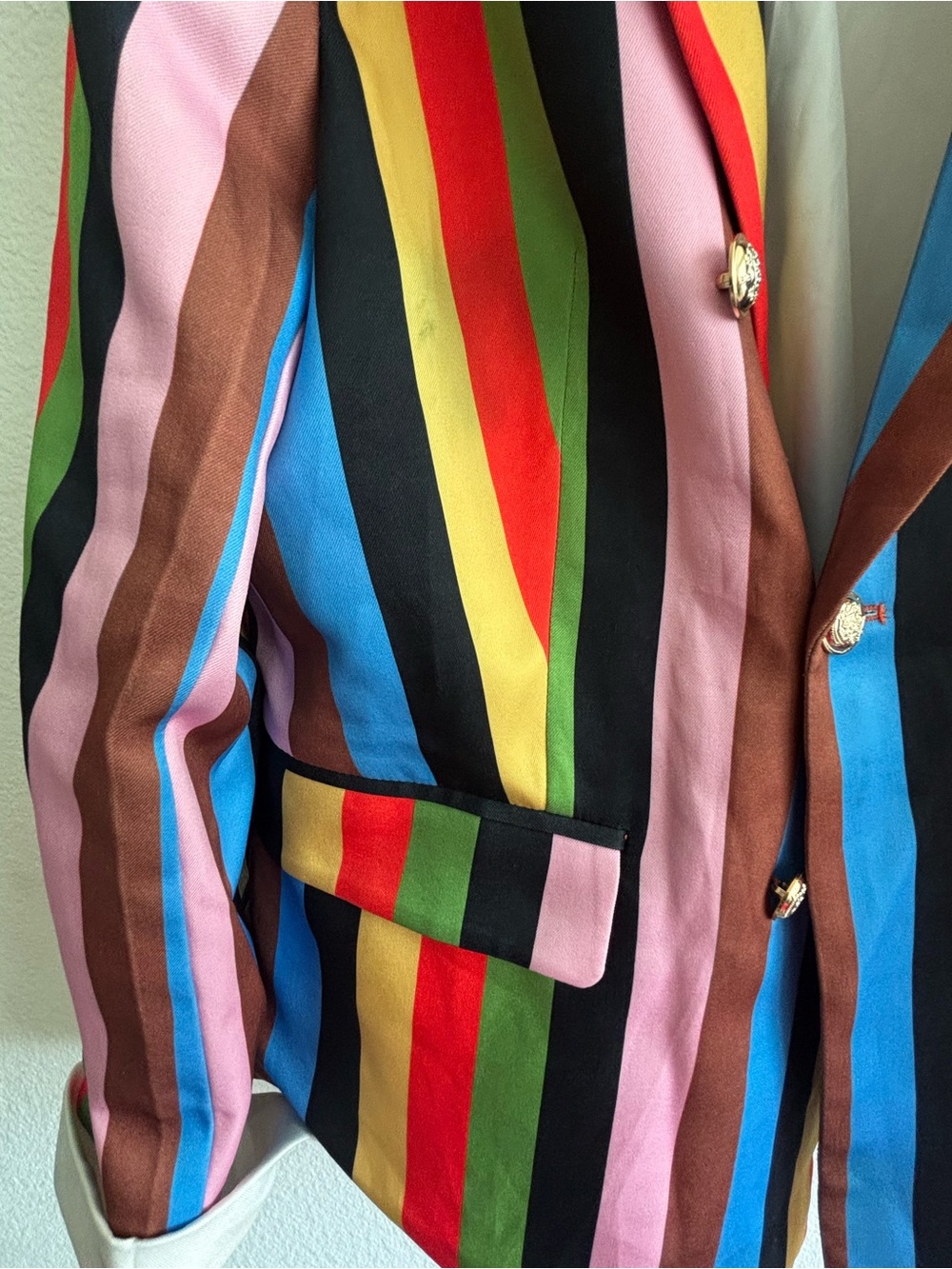 Women's Multi-Stripe Blazer Jacket - Colorful Striped Tailored Blazer
